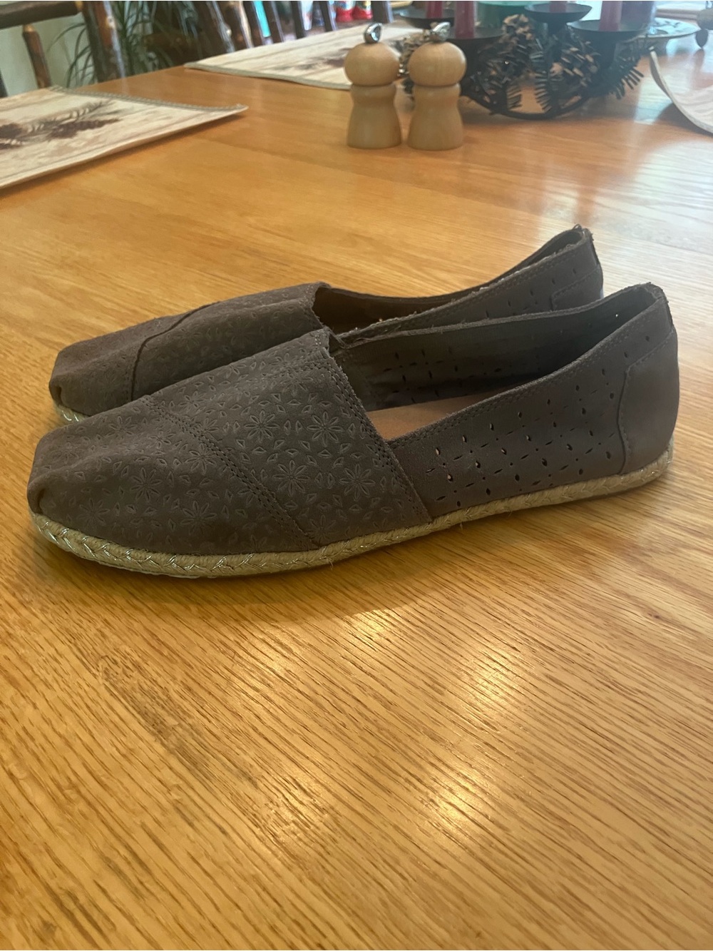 Toms Gray Perforated Slip-On Flats